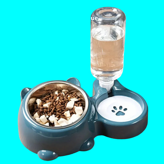 NNETM 2-in-1 Pet Feeder with Automatic Water Dispenser