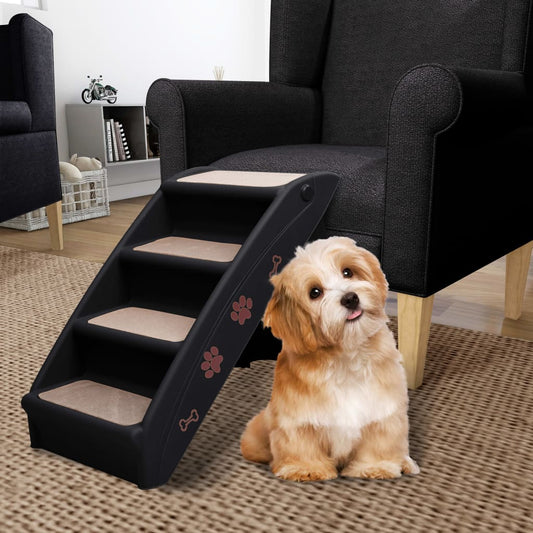 NNEVL Folding Dog Stairs Black 62x40x49.5 cm-0