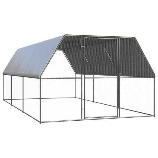 NNEVL Outdoor Chicken Cage 3x6x2 m Galvanised Steel-0